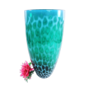 Art Glass Large Vase Mottled Turquoise Greens and White.