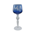Bohemian Clear and Blue Crystal Goblet Wine Glass