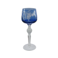 Bohemian Clear and Blue Crystal Goblet Wine Glass