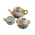 Limoges A L France Tea Set Purple Pansies with Gold Accents