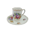 Dresden Porcelain Hand Painted Fluted Floral Coffee Cup and Saucer
