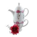 Hudson & Middleton Fine Bone China Stacking Tea for 1 Set Scottish Rose