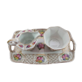 Dreden Porcelain Tray with Sugar Bowl and Milk Jug Set
