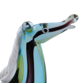 Murano  Sommerso Art Glass Beautiful Large Blue Striped Horse