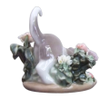 Lladro Kitty Confrontation with Frog designed by Juan Huerta circa 1984.