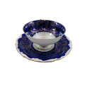 Alka Bavaria Porcelain Blue and Gold Tea Cup and Saucer Duo