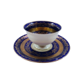 Alka Bavaria Sylvia Porcelain Blue and Gold Tea Cup and Saucer Duo