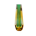 Czechoslovakian glass vase by Pavel Hlava for Egerman - Exbor Amber and Green