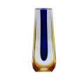 Czechoslovakian glass vase by Pavel Hlava for Egerman - Exbor Blue and Amber