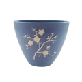 Copeland Spode Blue colour Vase with raised relief white cherry blossoms