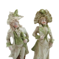 Antique Figurines of high society Lady and Gentleman Bisque Porcelain