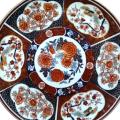 Imari Style Blue, White and Red with Gold Trim Decorative Wall Plate