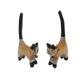 Two Wooden Cat Ring Holder with bells