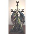 Huge Fierce Mystical Dragon Triple Candle Holder Statue