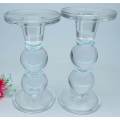 Vintage Pair of  Glass Candle sticks