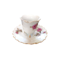 English Fine Bone China Rose Footed Cup and Saucer Duo