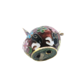 Chinese Cloisonne Pig Pretty Enameled Flowers