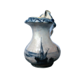 c.1800 Delft Blue Pottery Jug Snake Handle Windmill and Sailing ships