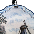 Antique Royal Tichelaar Makkum Majolica Dutch Windmill Plaque Plate Delft Blue