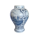 This beautiful Large c.1800 Delft Blue Pottery Vase Hand Painted Windmill