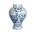 This beautiful Large c.1800 Delft Blue Pottery Vase Hand Painted Windmill