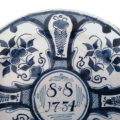 Antique Delft Blue Holland c18th Decorative Wedding Wall Plate