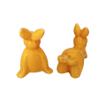Pair of Large Raku Yellow Pottery Rabbit Bunnies
