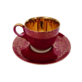 Royal Vermont Red and Gold Cup and Saucer Duo