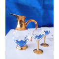 GENUINE Swarovski Crystal  MEMORIES LOVELY JUG WITH TWO GLASSES  GOLD PLATED