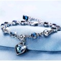 Rhinestone Decor Heart Charm Bracelet