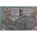 Antique Map Of Cestriae / Cheshire by Richard Saxton 1637