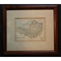 Framed Antique Map of Somersetshire by J Archer 1850
