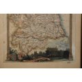Framed Antique Map of Northumberland By Thomas Moule 1836