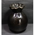 Black and Gold Vase Japan with Floral Pattern and Gold Trim