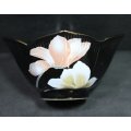 Small Black Trinket Dish with Lotus Flowers
