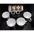 Vintage J&G Meakin Studio Pattern Coffee Cup and Saucer Set of Six