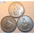 Rhodesia 1964 20 Cent Coin (Three) Circulated