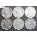 Thailand 6 x 5 Satang Coins (Six Coins) Circulated