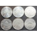 Thailand 6 x 5 Satang Coins (Six Coins) Circulated
