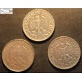 Germany 1970, 1973 and 1975 1 Deutsche Mark (Three Coins) Circulated