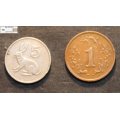 Zimbabwe  1980 1 Cent and 1990 5 Cent Coin (Two) VF20