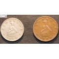 Zimbabwe  1980 1 Cent and 1990 5 Cent Coin (Two) VF20