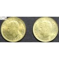 Spain 1 Peseta 1975 x 2 (Two Coins) Circulated.