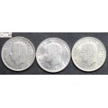 Spain 5 Peseta 1975 x 3 (Three Coins) Circulated.