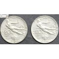 Italy 20 Centesimi 1920 and 1921 (Two Coins) Circulated