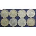 France 10 Centimes 1967x2/1969/1972/1974/1977/1978x2 (Eight Coins)  Circulated