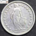 Switzerland 2 Franc 1907 Silver Coin Circulated