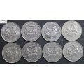 Singapore 20 Cent 1986/1989/2x1990/3x1991/1996 (Eight Coins) Circulated