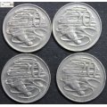 Australia 20 Cent 3x1980/1981 (Four Coins) Circulated