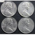 Australia 20 Cent 3x1980/1981 Coin (Four) VF30 Circulated